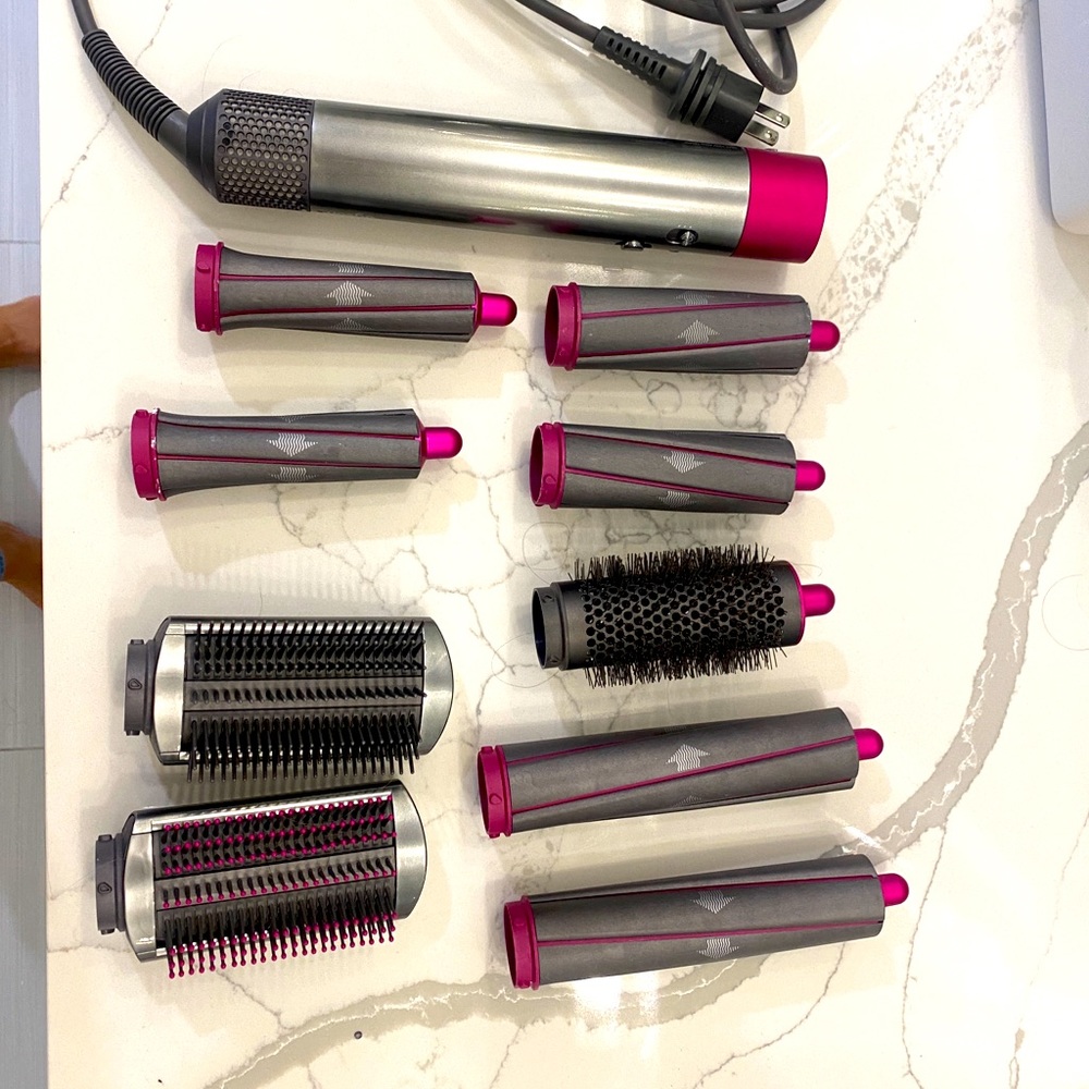 Dyson air wrap with long hair curl extensions!